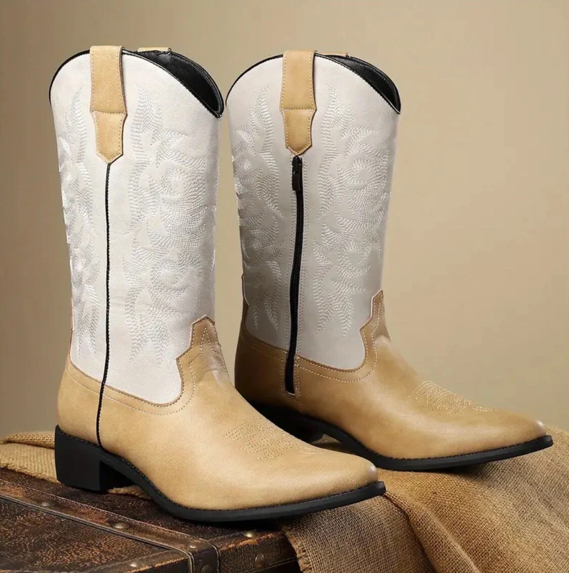 BOTTES COW-BOY EN CUIR ÉDITION LIMITÉE - Beige | France