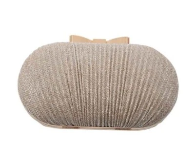 Elegant Gold Evening Bag Clutch Purse Women Party Wedding Bridal Prom Bow - Image 1 of 4