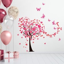 48.4x33.8 Inch Valentine's Day Red Heart Tree Wall Decal Love Wall Stickers H...