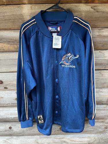 Neu mit Etikett Vintage 90er Jahre Washington Wizards NBA Pro Spieler Aufwärmknopf Shirt Trikot Gr. M