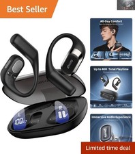Ergonomic Open Ear Headphones with Bluetooth 5.4 Smart Display - 40H Playtime