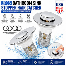 2x Bathroom Sink Stopper Hair Catcher Bathroom Pop Up Sink Strainer Drain Filter