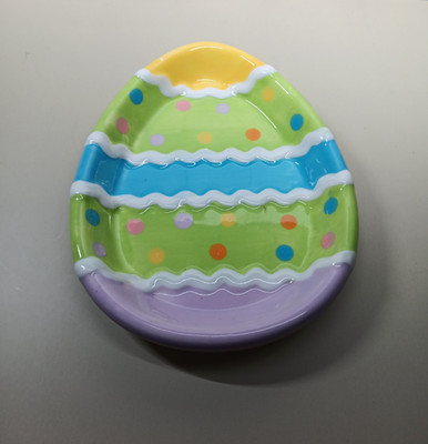 Hallmark Easter Egg Shaped Bowl Dish Spring Pastel Colors 6.5''