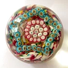Vintage Murano Multicolor Millefiori Glass Paperweight 2.75 Diameter