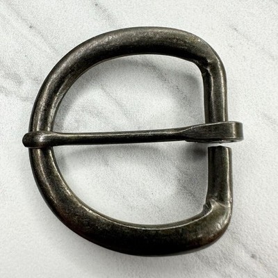Rounded Dark Silver Tone Simple Basic Belt Buckle
