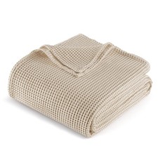 100 Cotton Waffle King Size Blanket Khaki Lightweight Muslin 60x80 Inch