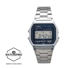Casio Digital Vintage Style Stainless Steel Band Watch A158WEA-2D A158WEA-2