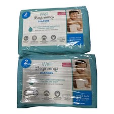 2X Well Beginnings Size 2 Diapers Jumbo 12-18 Lbs Dry Lock Day Night New