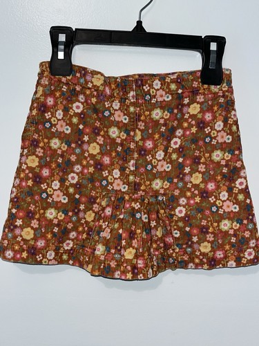 Gymboree Orange Floral Print Corduroy Skort Y2K 70s Retro Girls Size 6 - Picture 5 of 7