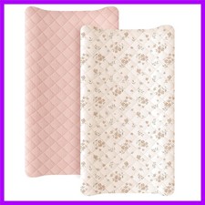 2 Pack Quilted Muslin Changing Pad Cover, Waterproof Layer, 32"x16"