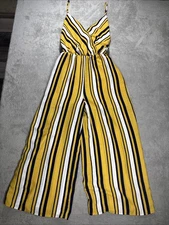 Sienna Sky Women Maxi Yellow And Black Spaghetti Strap Jumpsuit Size Large