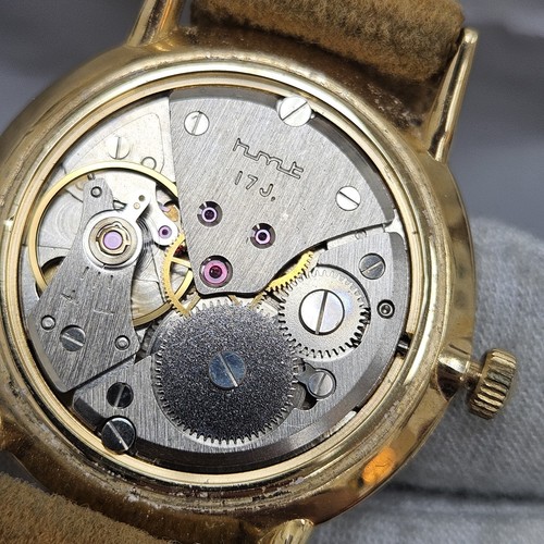 Vintage Hmt Sona Manual Wind Mechanical Mens Dress Wrist Watch Gold Tone 17J - Picture 11 of 11