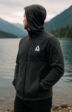 Reebok Men  s Full-Zip Dual-Fabric Hoodie   Heather Gray/Charcoal   Size L