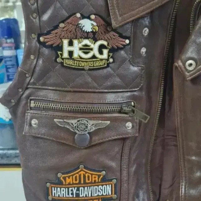 Harley Davidson Brown Leather Vest - Size 90-95, Pre-Owned