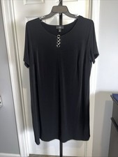 Agb Black Dress Midi Size 2X Business Casual Lagenlook Dress Minimalist
