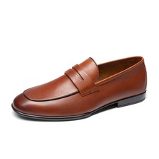 Bruno Marc Men's Loafers Leather Dress Shoes Lightweight Casual Shoes Brown