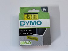 New Genuine Dymo D1 45018 Black On Yellow Label Cassette 1/2" X 23'
