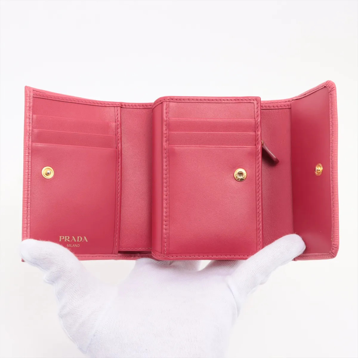 Prada Vitello Move 1MH025 Leather Compact Wallet Pink thumbnail 4