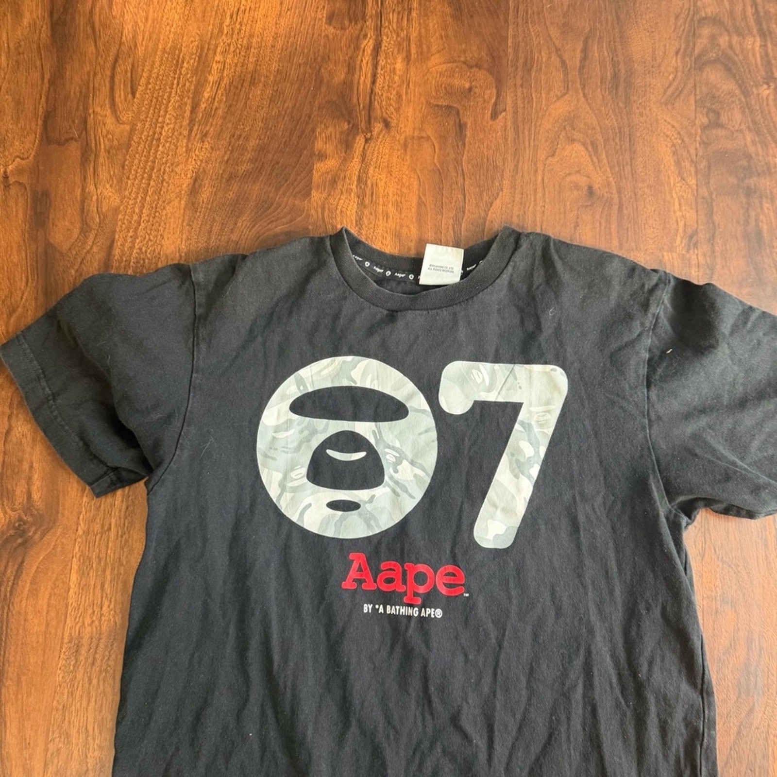 Aape Limited Edition 07 Anniversary Black Snow Camo T-Shirt BAPE Size Medium  thumbnail 3