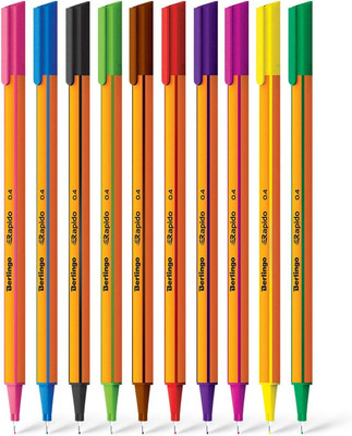 Berlingo Fineliner Set, 0.4mm, dreieckige Form, Farbige Stifte, metal Spitze, Sc