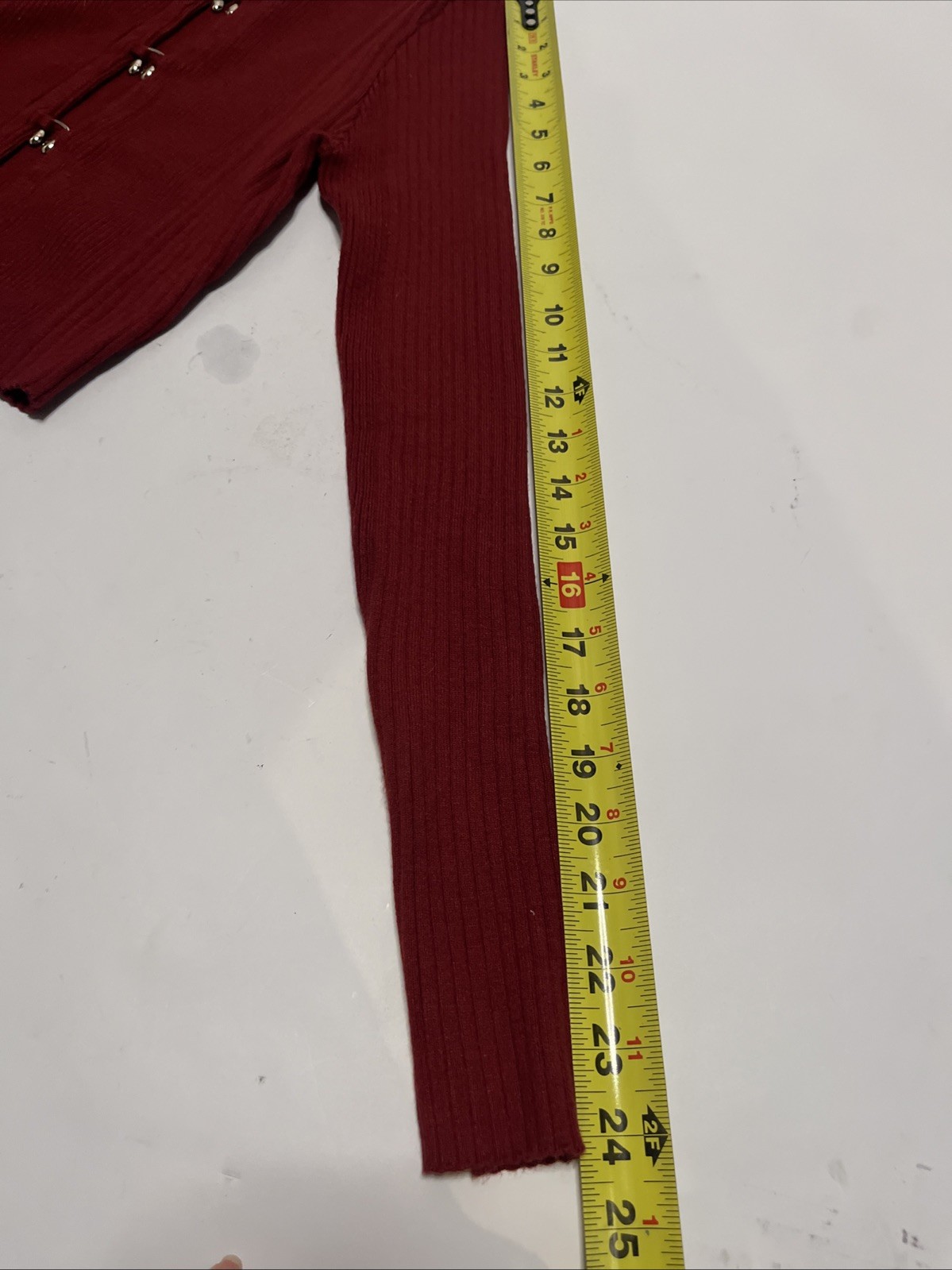 Commense Red Silver U-Button Split Ribbed Sweater… - image 13