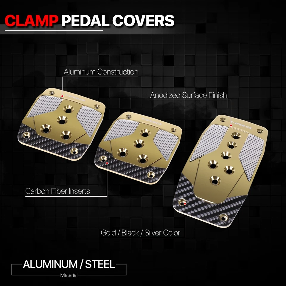 NRG Aluminum Carbon Fiber Insert Clamp On Car Pedal Gas Pedal Break Pedal Covers - Изображение 2 из 4