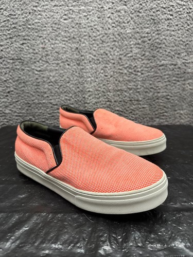 Celine Paris Canvas Slip-On Sneakers Orange Womens Size 40.5 US