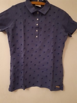 Conte La Florence Taubenblaues Polohemd mit floraler Stickerei Gr XL Baumwolle