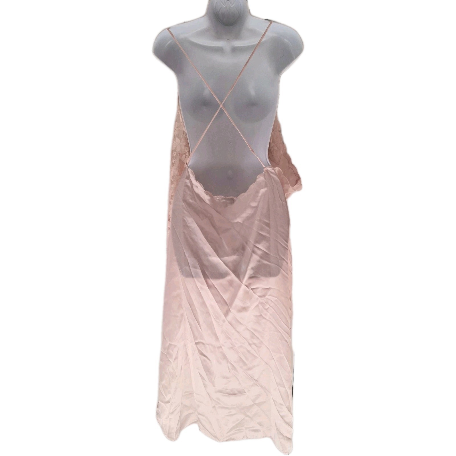 Vintage  Style Peach Nightgown Jacket Set Long Sexy Silky Ventura 3X 54" BUST   