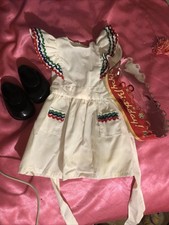 American Girl Doll Molly Birthday Pinafore Dress, Crown Shoes