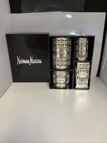 Neiman Marcus Godinger Silver Plate Condiment Holders Vintage Set Of 4 Pieces