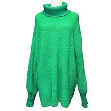Aerie oversized green turtleneck sweater chunky knit cozy slouchy