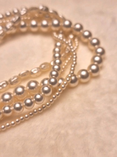 Womens Necklace Pearl Strands Different Shapes Hook Clasp 14" - Picture 4 of 9