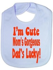 I'n Cute Daddys Lucky - Funny Baby/Toddler/Newborn Bibs - Baby Gift blue