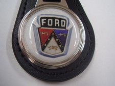 Ford Vintage 1950s Crest  Logo Key Chain Leather Fob Free Postage