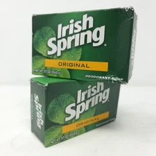 Vintage Soap Irish Spring Original Lot Of 2 Bars Deodorant Bar 3.7oz NO FLAX
