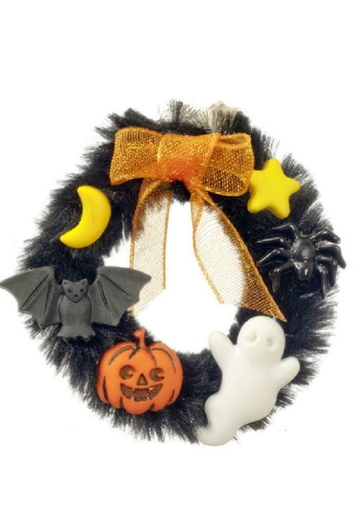 Dolls House Halloween Wreath Spooky Front Door Accessory Miniature 1:12 Scale