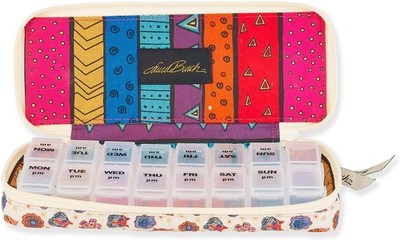Sun N Sand Laurel Burch Medium Pill Organizer Travel Case Weekly Medicine Holder