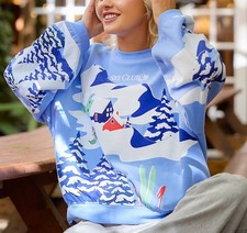 Disney Mickey Mouse Winter Scenic Sweatshirt Ladies Size L NWT