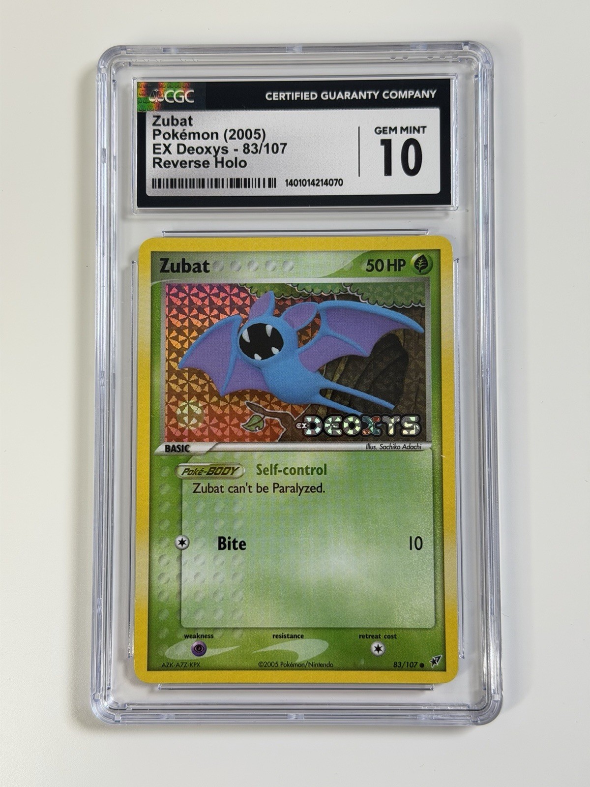 2005 Pokemon EX DEOXYS ZUBAT Stamped Reverse Holo #83/107 CGC 10