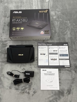 ASUS RT-AX58U AX3000 Dual Band WiFi 6 Router Tested with Box and Papers