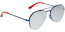 Diff Polarized Metallic Blue Aviator Sunglasses w/ Mirror Lens - SDFCAPT590BLE