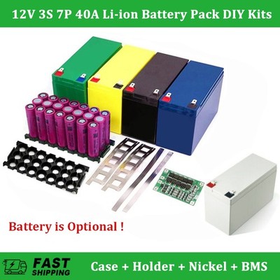 12V 3S 7P 40A Li-ion Battery Pack DIY Kits 18650 Battery Case Holder BMS+Nickles