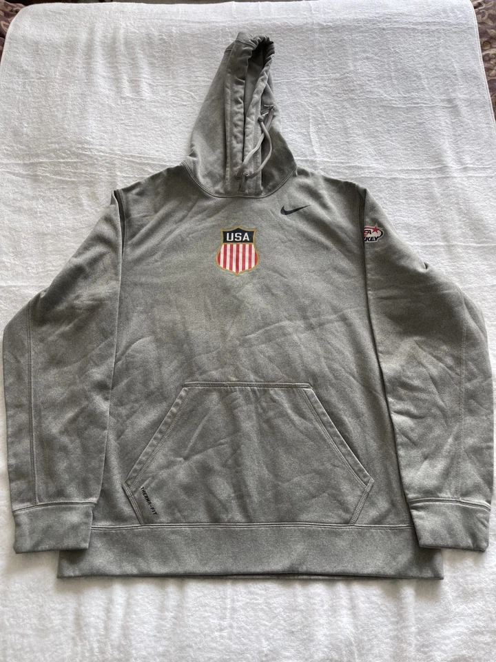 Pulôver Nike Therma Fit com capuz masculino grande cinza EUA hóquei NHL - Imagem 2 de 4