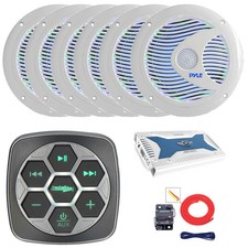 Metra Marine Boat with Controller, 6x 6.5'' 150W RGB LED Speaker, Amplifier, Kit