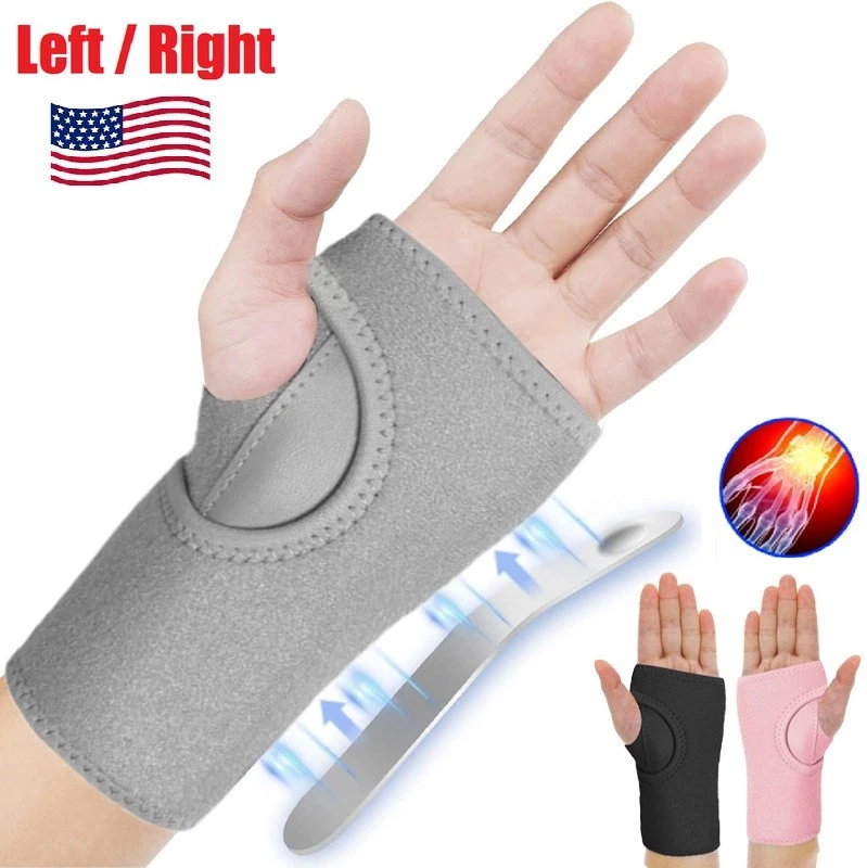 2x Braçadeira de pulso suporte túnel do carpo entorse artrite academia tala esquerda direita - Imagem 2 de 4