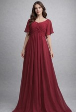 Cocktail Red Chiffon A-line Formal Prom Maxi Dress Sz M (10) Prom Wedding NWT #9