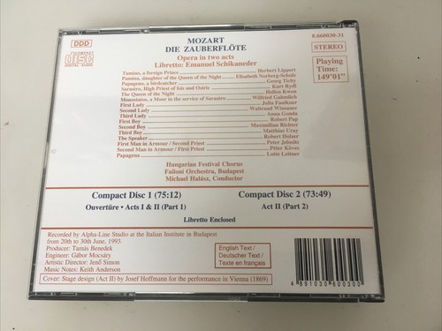 MOZART MAGIC FLUTE DIE ZAUBERFLOTE HALASZ 2CD+Book BOXSET NAXOS - Picture 4 of 7