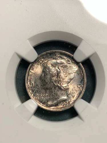 1923 10 CENTS MERCURY DIME NGC MS65FB ALL ORIGINAL TONING, BLISTERING LUSTER!