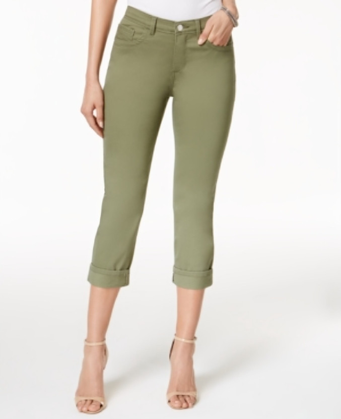 Женские укороченные джинсы LEE Easy Fit с 8 сланцево-зелеными боковыми карманами на пуговицах и молнии